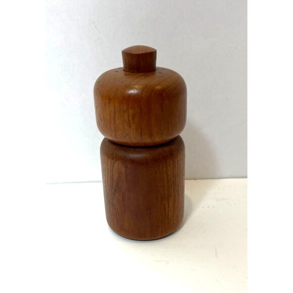 Vintage Cole & Mason Teak Wood Salt Shaker Pepper Grinder Mill 6" H x 2.75" Dia - Picture 4 of 8